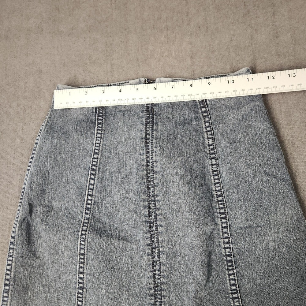 Free‎ People Skirt Femme Novelty Womens Size 2 Mini Denim Gray Stretch - Picture 3 of 6